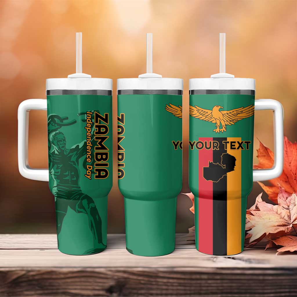 Zambia Independence Day Personalized Tumbler With Handle Statue of Freedom - African Pride