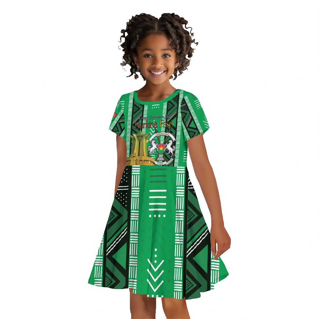 Burkina Faso Martyrs Day Personalized Kid Short Sleeve Dress Monument des Heros Nationaux - African Pride