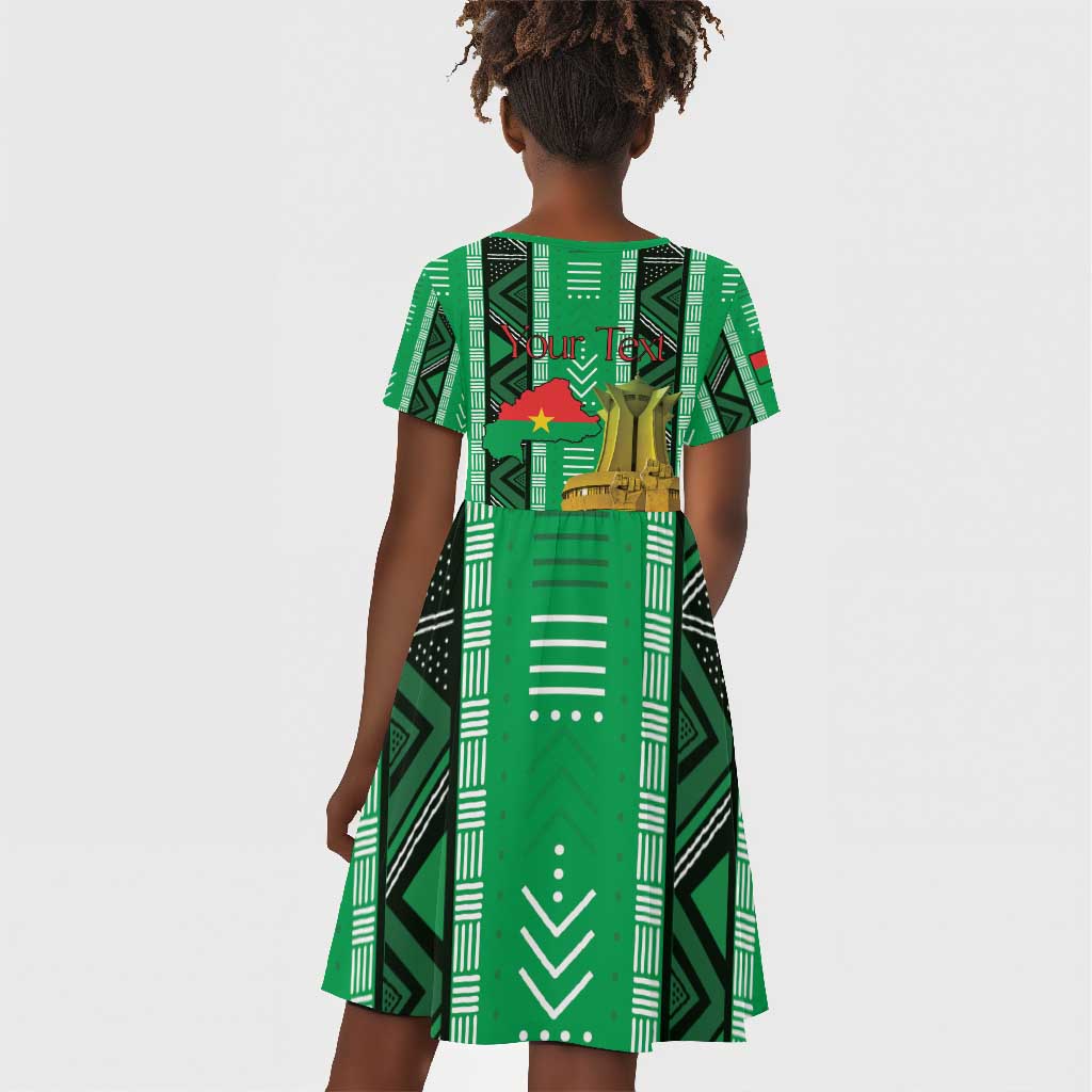 Burkina Faso Martyrs Day Personalized Kid Short Sleeve Dress Monument des Heros Nationaux - African Pride
