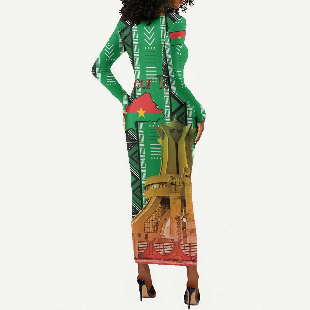 Burkina Faso Martyrs Day Personalized Long Sleeve Bodycon Dress Monument des Heros Nationaux - African Pride