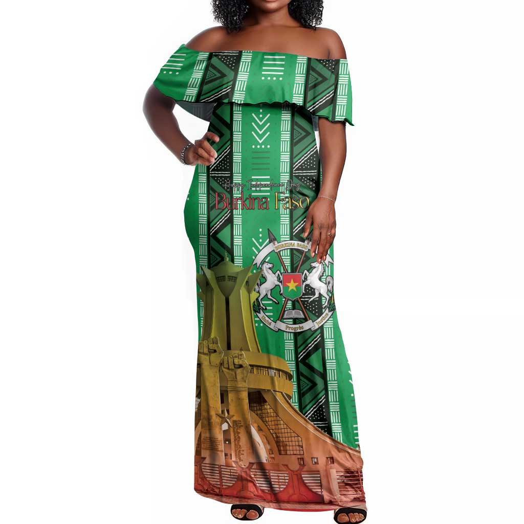 Burkina Faso Martyrs Day Personalized Off Shoulder Maxi Dress Monument des Heros Nationaux - African Pride