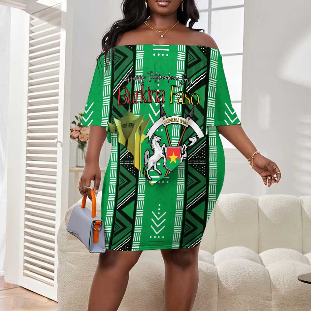 Burkina Faso Martyrs Day Personalized Off Shoulder Short Dress Monument des Heros Nationaux - African Pride