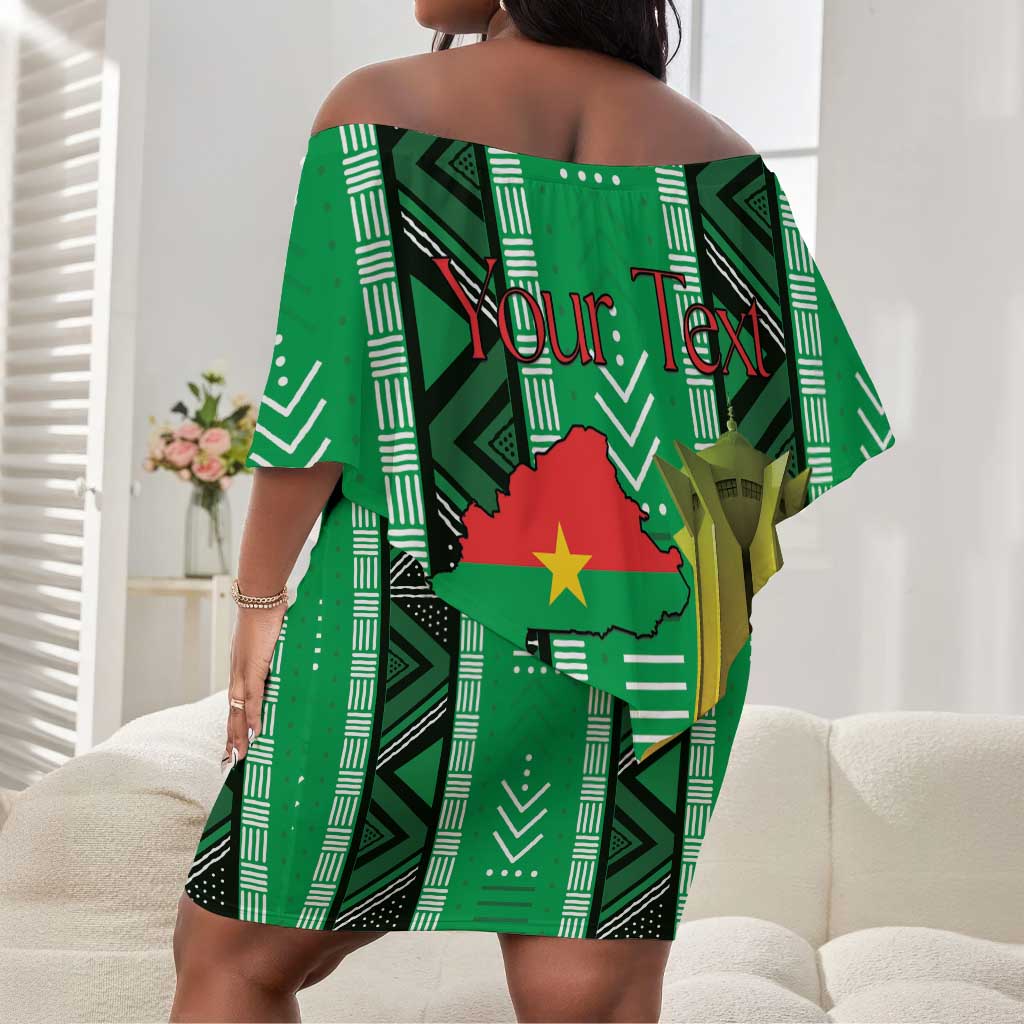 Burkina Faso Martyrs Day Personalized Off Shoulder Short Dress Monument des Heros Nationaux - African Pride