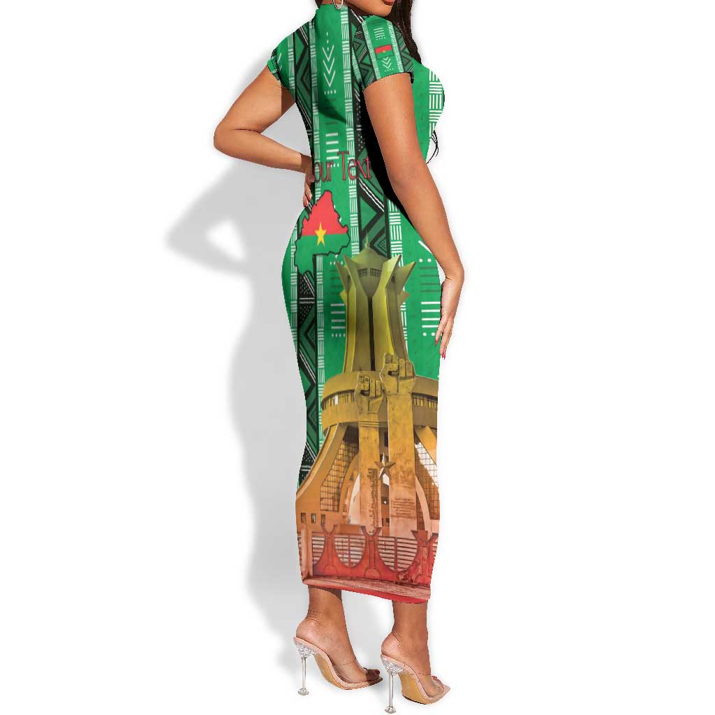 Burkina Faso Martyrs Day Personalized Short Sleeve Bodycon Dress Monument des Heros Nationaux - African Pride