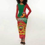 Personalised Afro Morocco Long Sleeve Bodycon Dress Happy Proclamation Day - African Pattern LT15