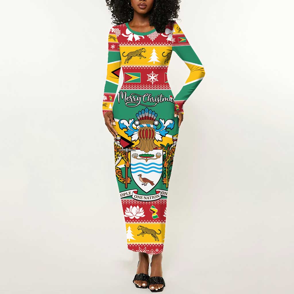 Afro Guyana Christmas Long Sleeve Bodycon Dress Mix Coat Of Arms by  AfricanPride