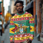 Afro Guyana Christmas Long Sleeve Shirt Mix Coat Of Arms