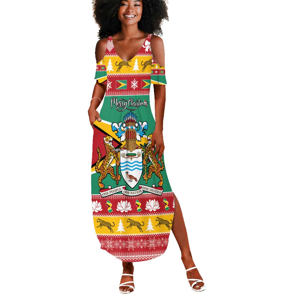 Afro Guyana Christmas Summer Maxi Dress Mix Coat Of Arms by AfricanPride Afro Guyana Christmas Summer Maxi Dress Mix Coat Of Arms by AfricanPride