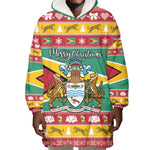 Afro Guyana Christmas Wearable Blanket Hoodie Mix Coat Of Arms