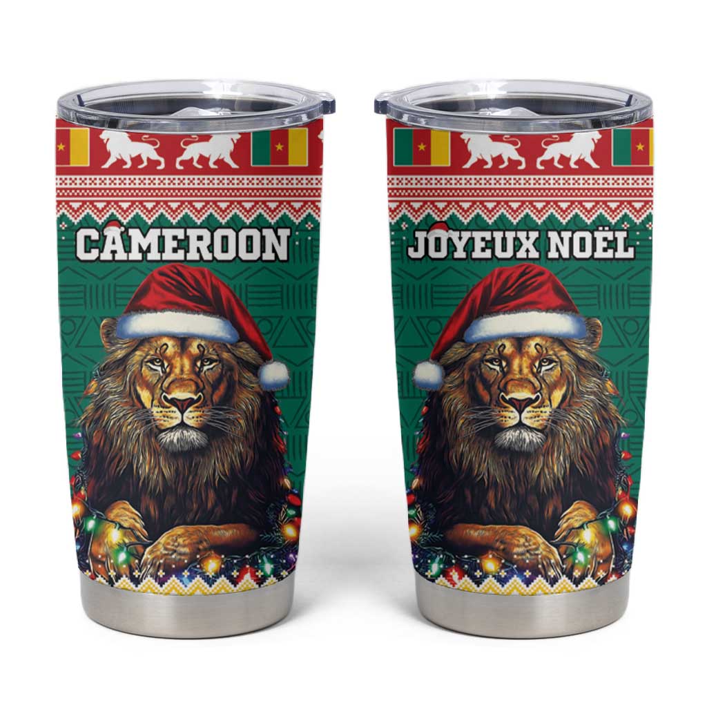 Cameroon Christmas Tumbler Cup Lion African Santa
