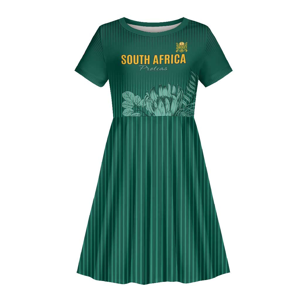 Custom South Africa Cricket Kid Short Sleeve Dress Come On Proteas