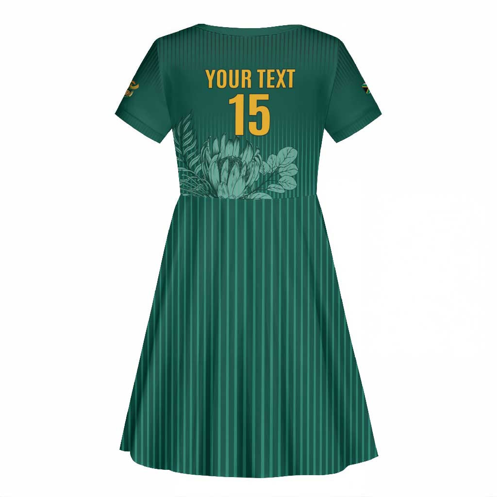 Custom South Africa Cricket Kid Short Sleeve Dress Come On Proteas