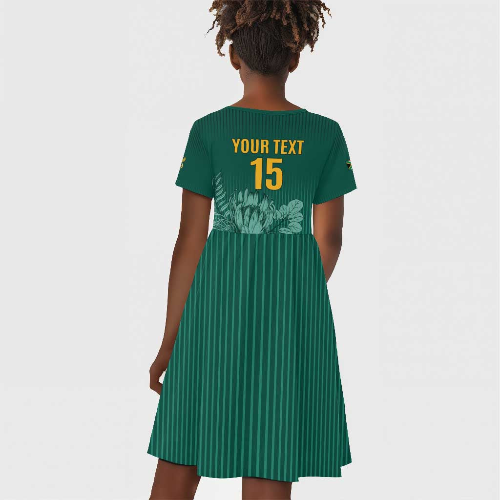 Custom South Africa Cricket Kid Short Sleeve Dress Come On Proteas