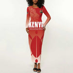 Kenya Football Custom Long Sleeve Bodycon Dress Go Harambee Stars Go LT15