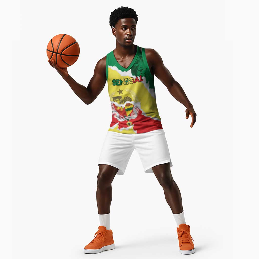 Custom Senegal Beach Soccer 2025 Basketball Jersey Go Champions - Grunge Style - African Pride