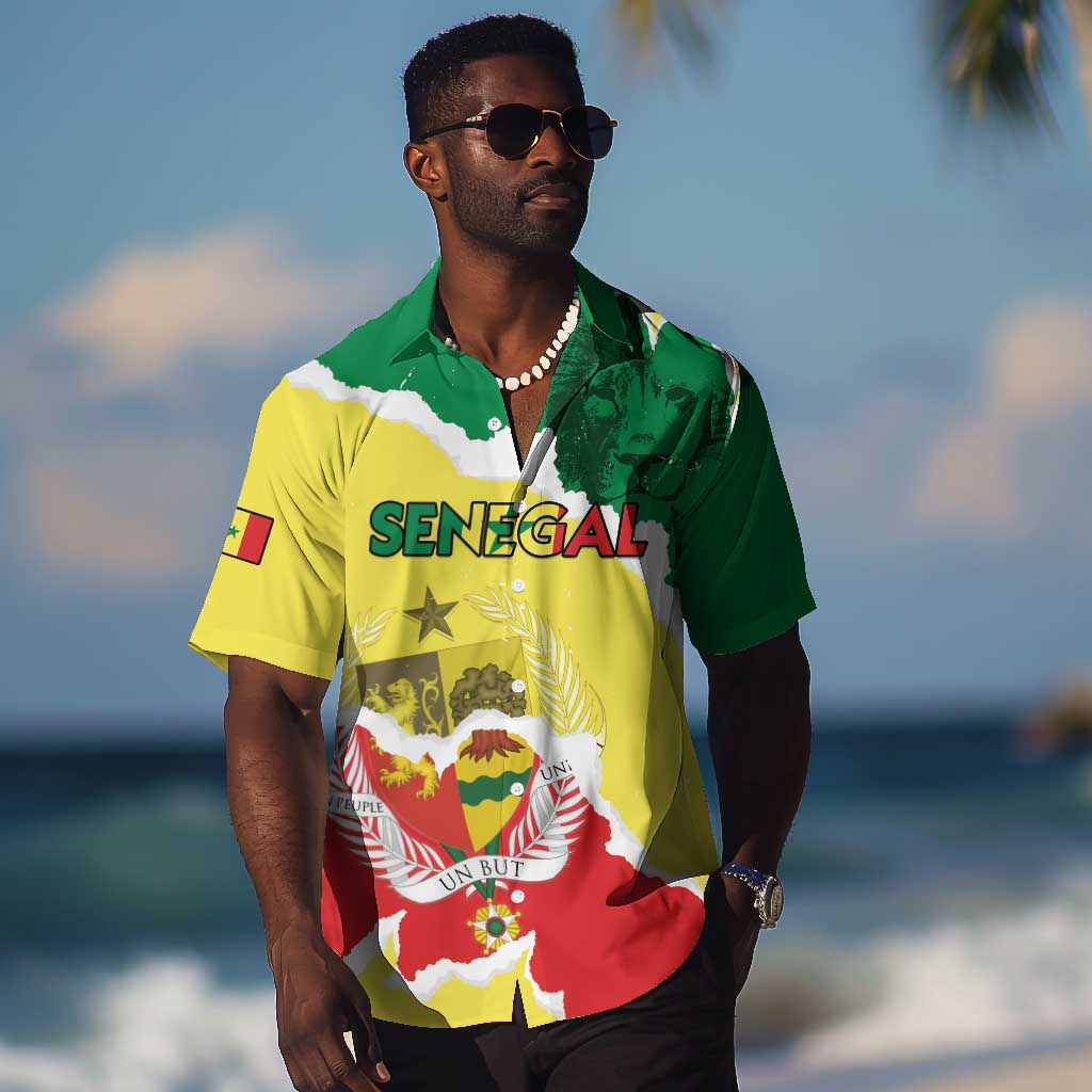 Custom Senegal Beach Soccer 2025 Hawaiian Shirt Go Champions - Grunge Style