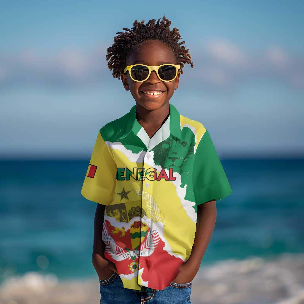 Custom Senegal Beach Soccer 2025 Kid Hawaiian Shirt Go Champions - Grunge Style