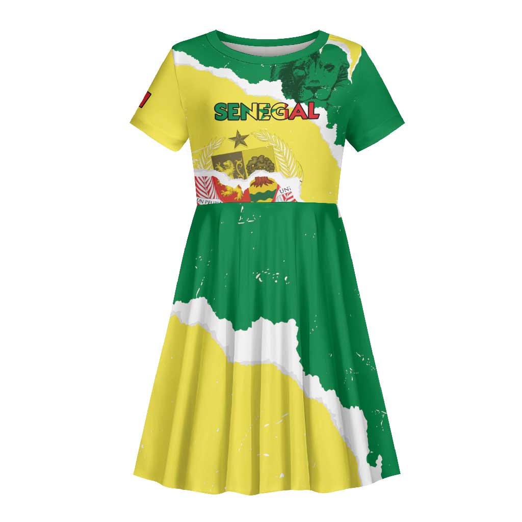 Custom Senegal Beach Soccer 2025 Kid Short Sleeve Dress Go Champions - Grunge Style