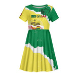 Custom Senegal Beach Soccer 2025 Kid Short Sleeve Dress Go Champions - Grunge Style