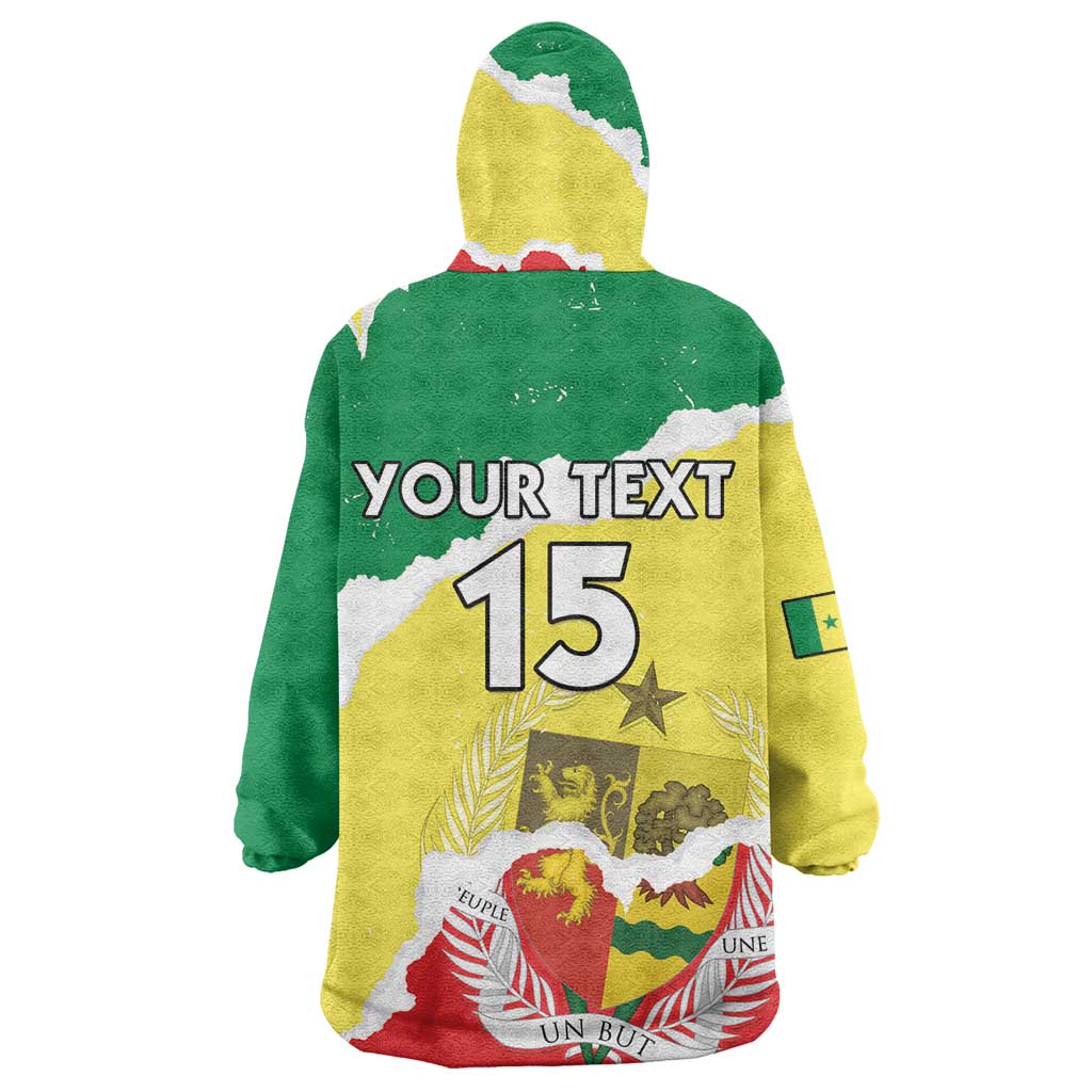 Custom Senegal Beach Soccer 2025 Kid Wearable Blanket Hoodie Go Champions - Grunge Style