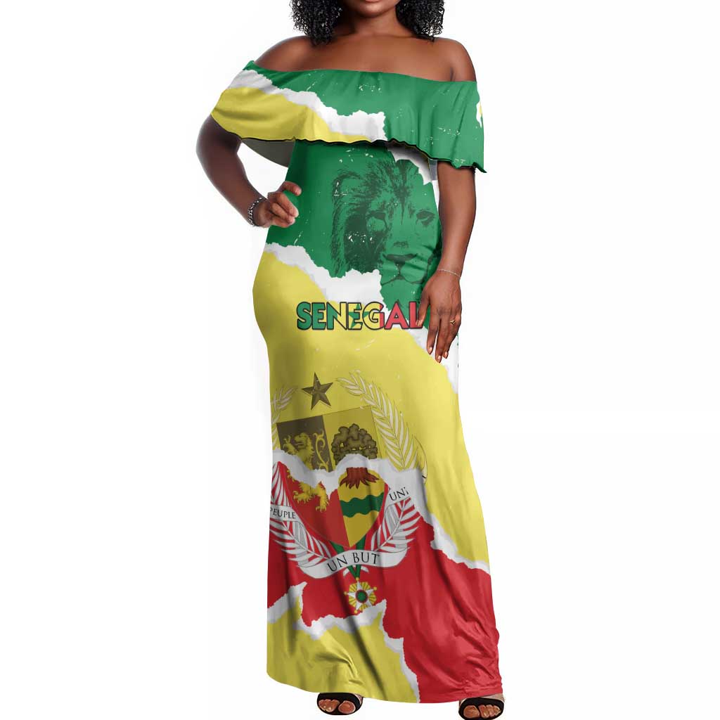 Custom Senegal Beach Soccer 2025 Off Shoulder Maxi Dress Go Champions - Grunge Style