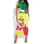 Custom Senegal Beach Soccer 2025 Short Sleeve Bodycon Dress Go Champions - Grunge Style LT15