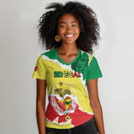 Custom Senegal Beach Soccer 2025 Women V-Neck T-Shirt Go Champions - Grunge Style