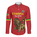 Custom Ethiopia Football Long Sleeve Button Shirt Go Champions