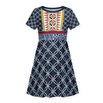 Toghu Bamenda Kid Short Sleeve Dress Cameroon Traditional Pattern