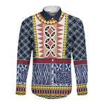 Toghu Bamenda Long Sleeve Button Shirt Cameroon Traditional Pattern