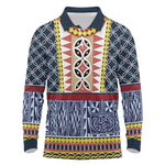 Toghu Bamenda Long Sleeve Polo Shirt Cameroon Traditional Pattern