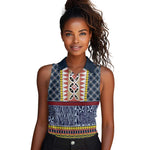Toghu Bamenda Women Sleeveless Polo Shirt Cameroon Traditional Pattern