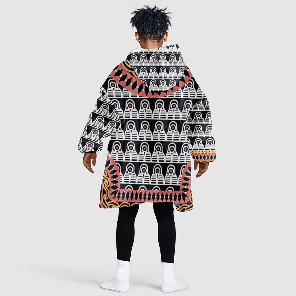 Cameroon Kid Wearable Blanket Hoodie Toghu Traditional Pattern
