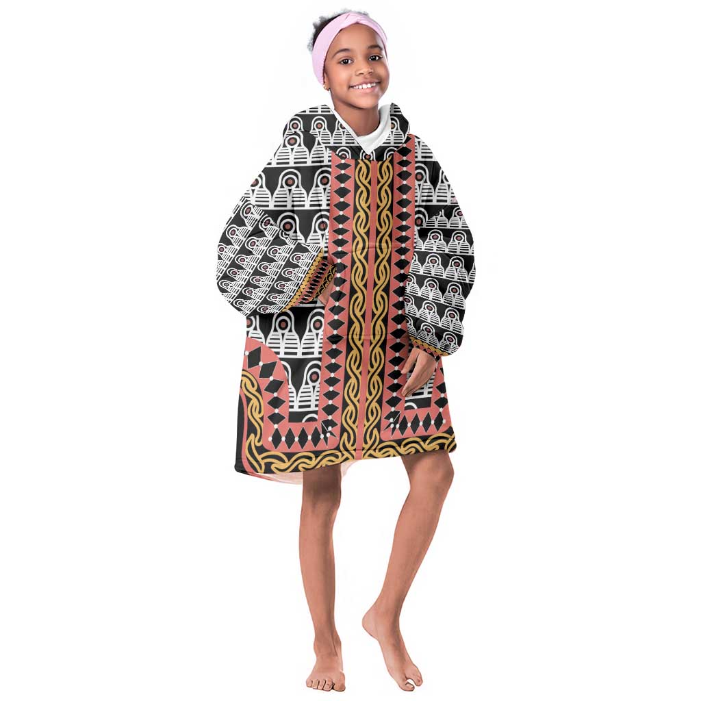 Cameroon Kid Wearable Blanket Hoodie Toghu Traditional Pattern