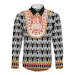 Cameroon Traditional Toghu Pattern Long Sleeve Button Shirt