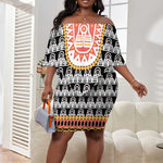 Cameroon Traditional Toghu Pattern Off Shoulder Short Dress