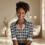 Cameroon Traditional Toghu Pattern Women Casual Shirt