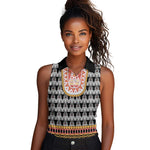 Cameroon Traditional Toghu Pattern Women Sleeveless Polo Shirt