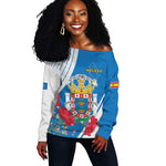 Melilla Spain Off Shoulder Sweater Coat Of Arms With Map
