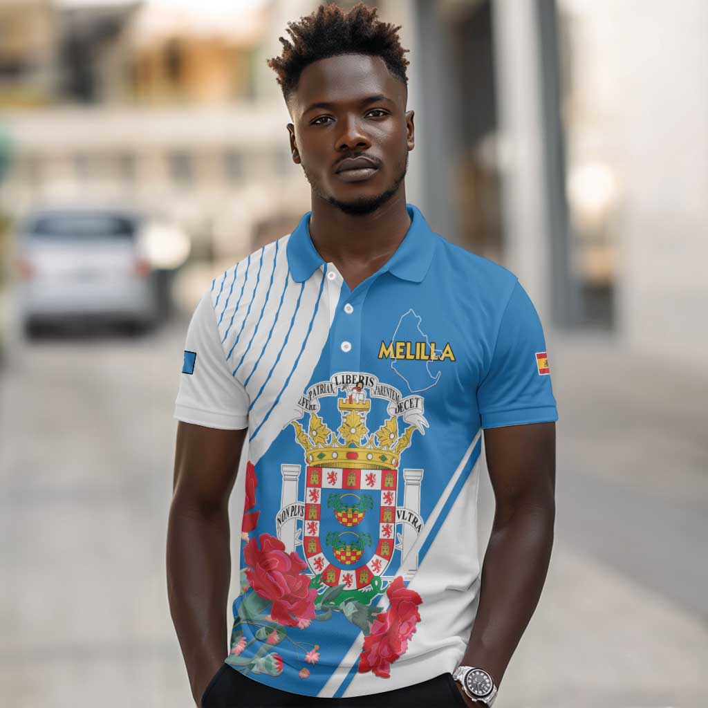 Melilla Spain Polo Shirt Coat Of Arms With Map