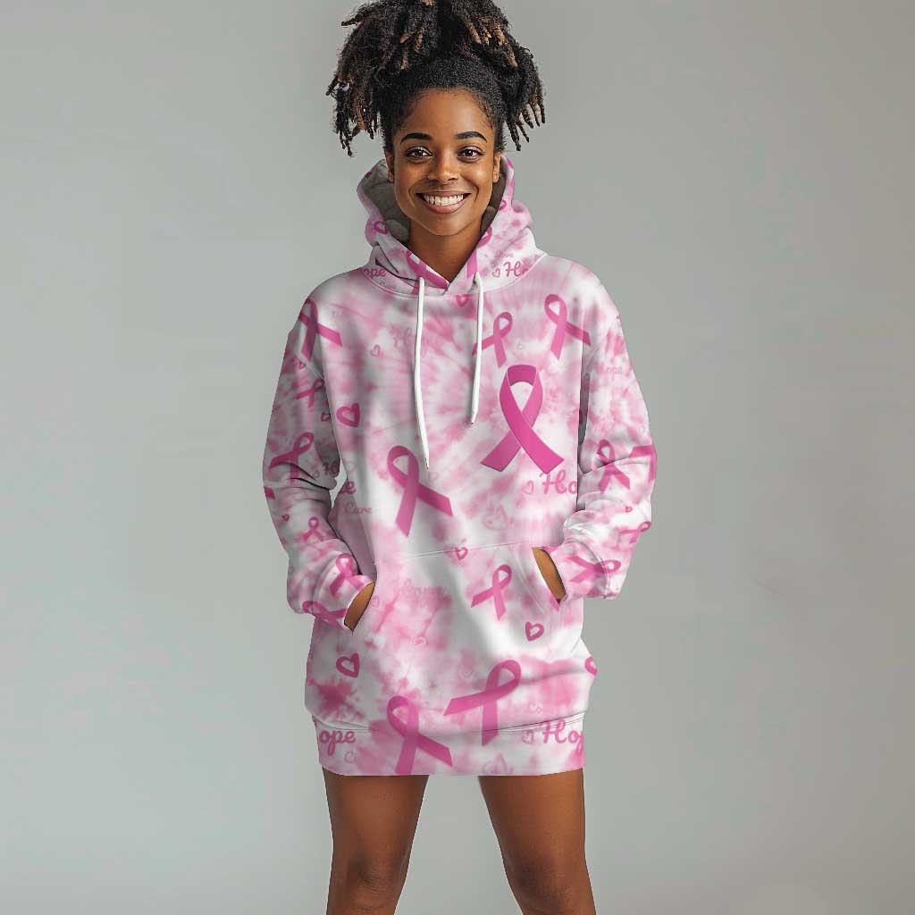 Pink Ribbon With Tie Dye Hoodie Dress Breast Cancer Awareness - African Pride