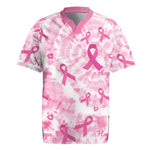 Pink Ribbon With Tie Dye Rugby Jersey Breast Cancer Awareness - African Pride