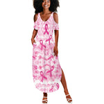 Pink Ribbon With Tie Dye Summer Maxi Dress Breast Cancer Awareness - African Pride