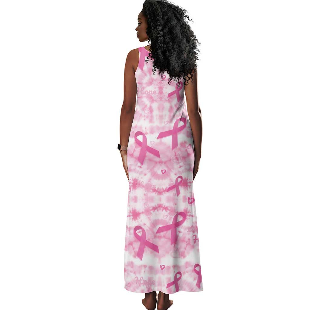Pink Ribbon With Tie Dye Tank Maxi Dress Breast Cancer Awareness - African Pride