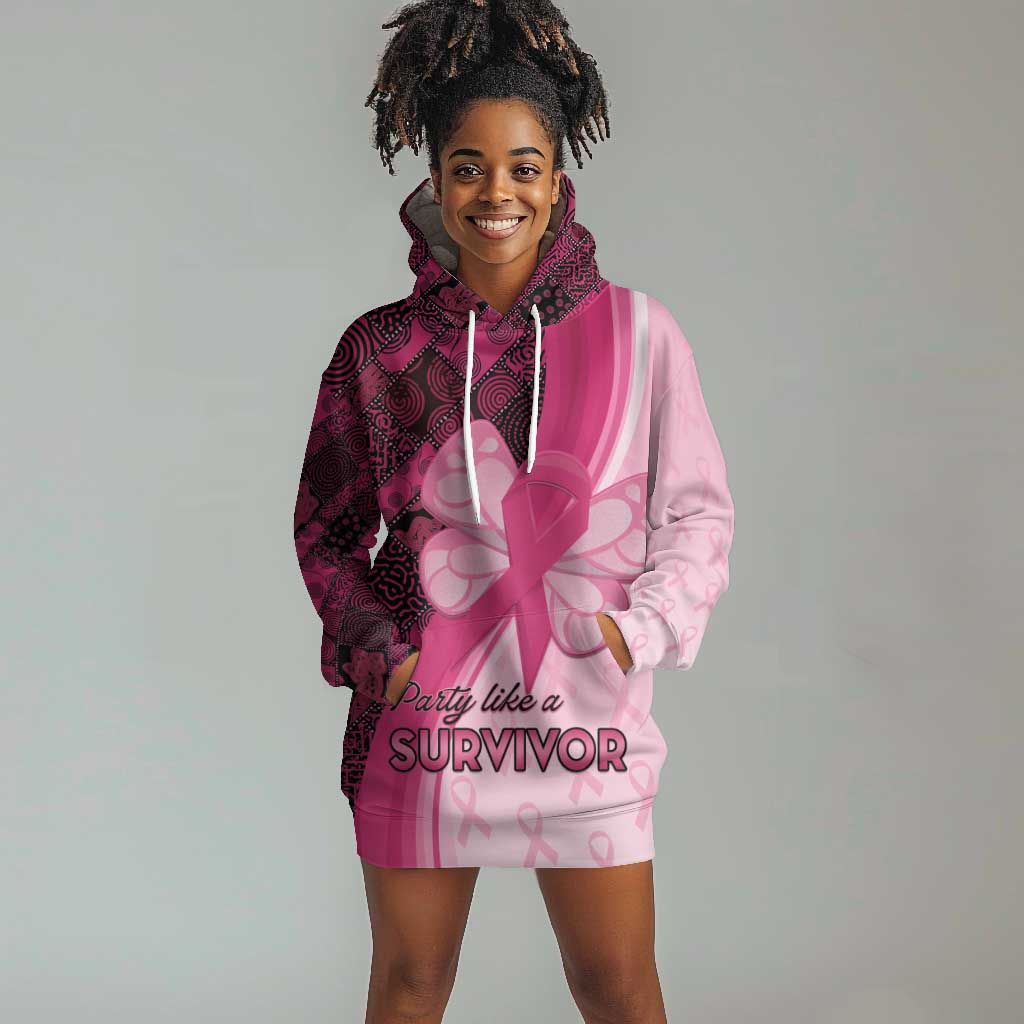 Breast Cancer Awareness Hoodie Dress Think Pink - African Pattern - African Pride