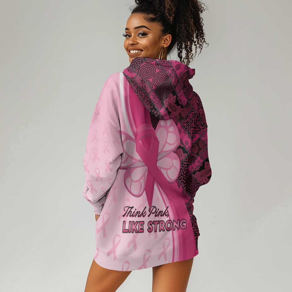 Breast Cancer Awareness Hoodie Dress Think Pink - African Pattern - African Pride