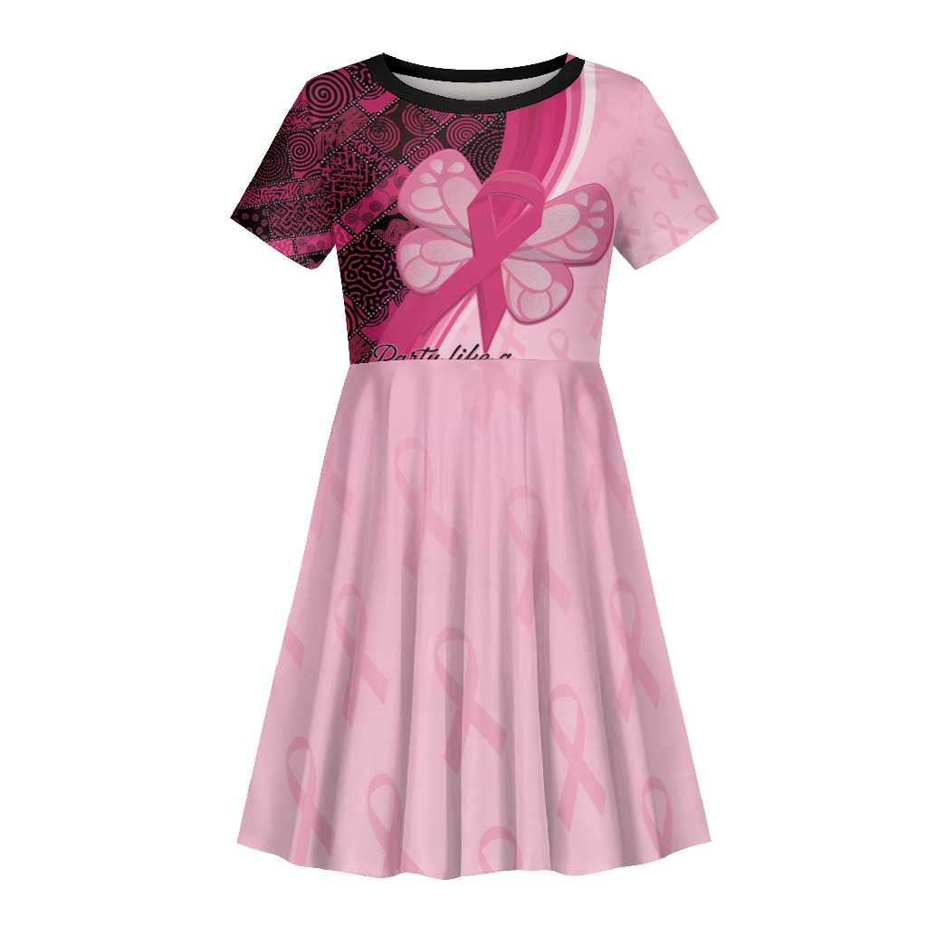 Breast Cancer Awareness Kid Short Sleeve Dress Think Pink - African Pattern - African Pride