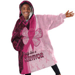 Breast Cancer Awareness Kid Wearable Blanket Hoodie Think Pink - African Pattern - African Pride