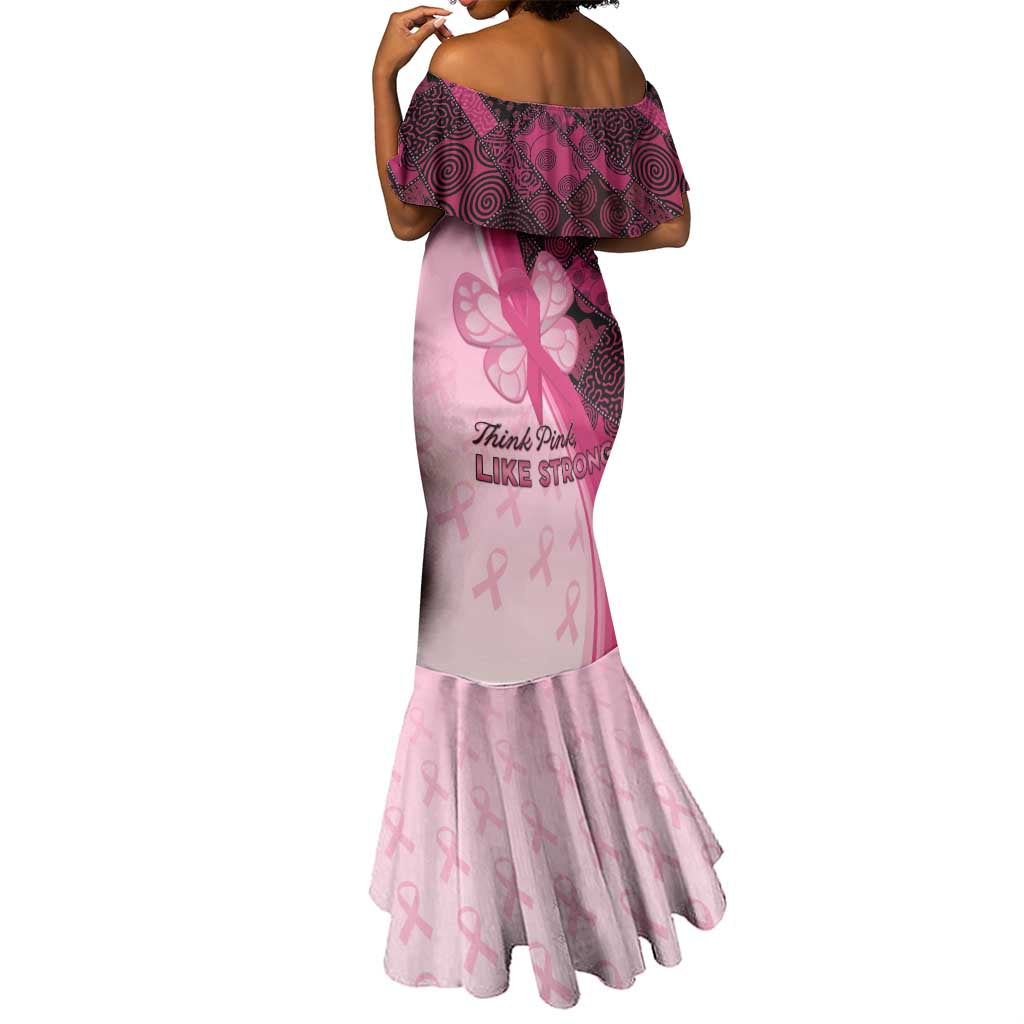 Breast Cancer Awareness Mermaid Dress Think Pink - African Pattern - African Pride