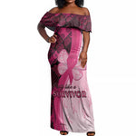 Breast Cancer Awareness Off Shoulder Maxi Dress Think Pink - African Pattern - African Pride